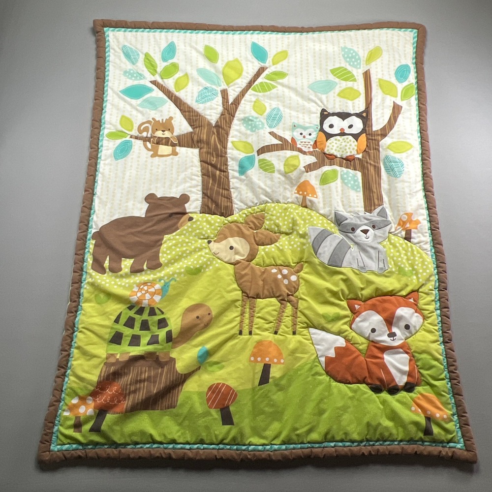 Bedtime Originals Friendly Forest Woodland Baby Quilt Blanket Multi (33" X 41")